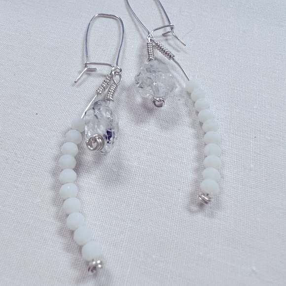 Handmade sterling silver herkimer diamond earrings - Picture 3 of 4